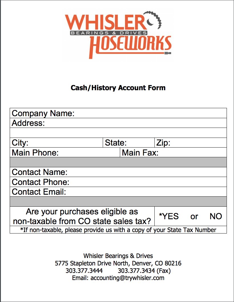 Non Credit Account Form