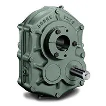 A green motor with a metal gear housing.