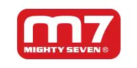 A red and white logo for m 7.