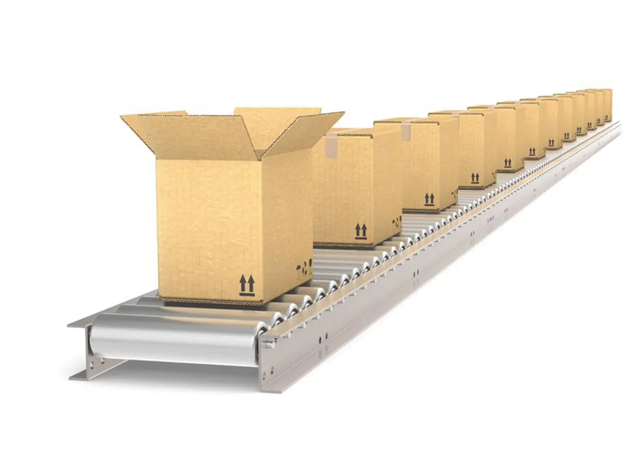 A conveyor belt with boxes on it