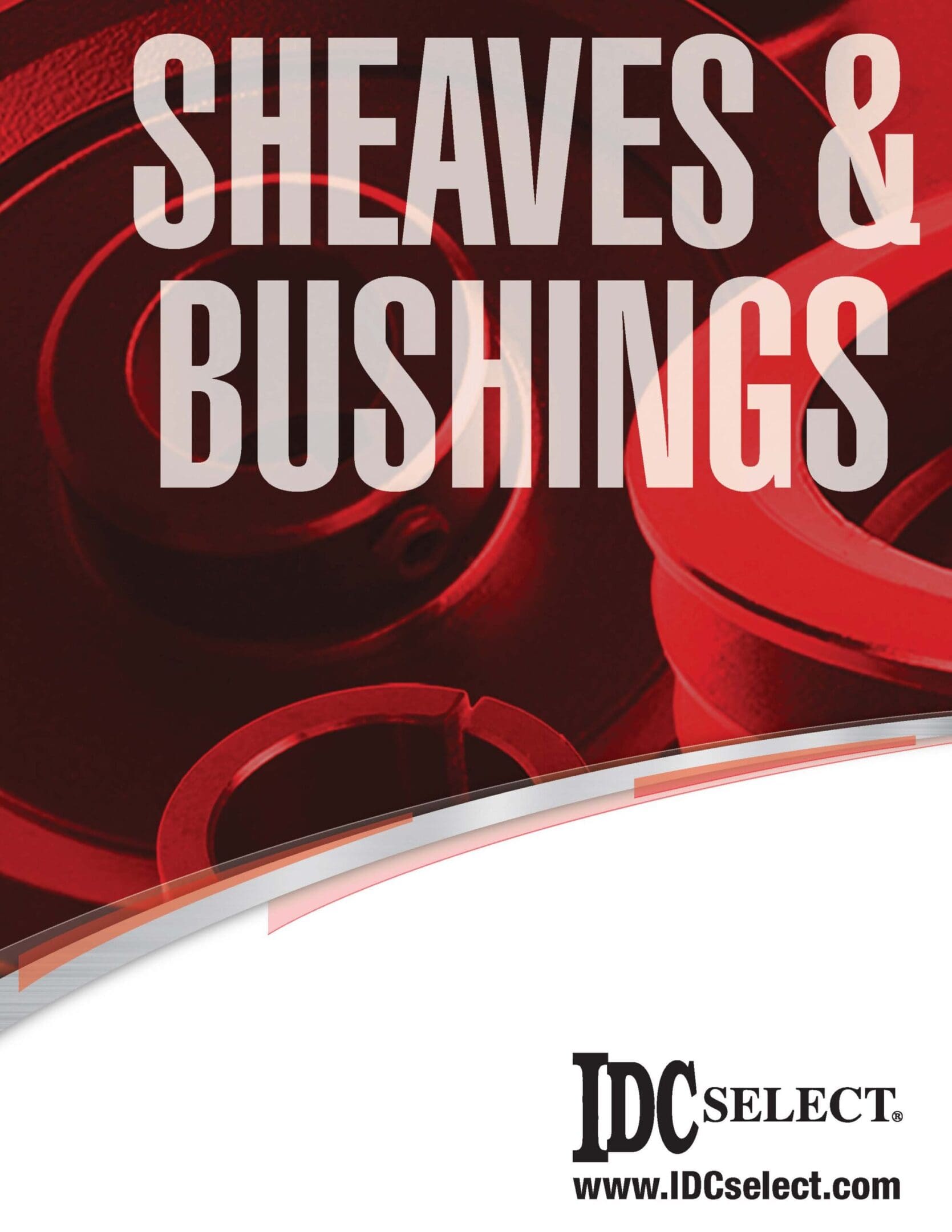 A red and white poster with the words sheaves & bushings