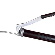 A pair of scissors with a black handle and a silver blade.