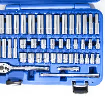 A blue case with many different tools in it