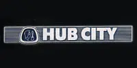 A sign that says hub city.