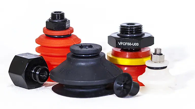 A group of different types of rubber plugs.